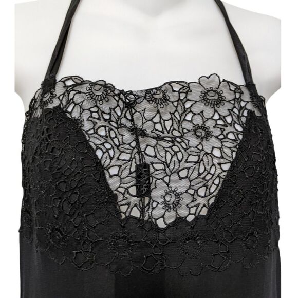 NWT DANA PISARRA Silk Halter Sheer Lace Nightgown XL - Picture 3 of 10